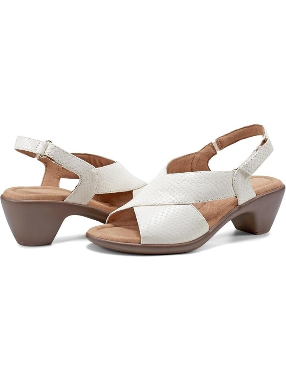 Easy Spirit $95 Chantal Open Toe Strappy Block Heel Sandals White Sz 11 NIB!